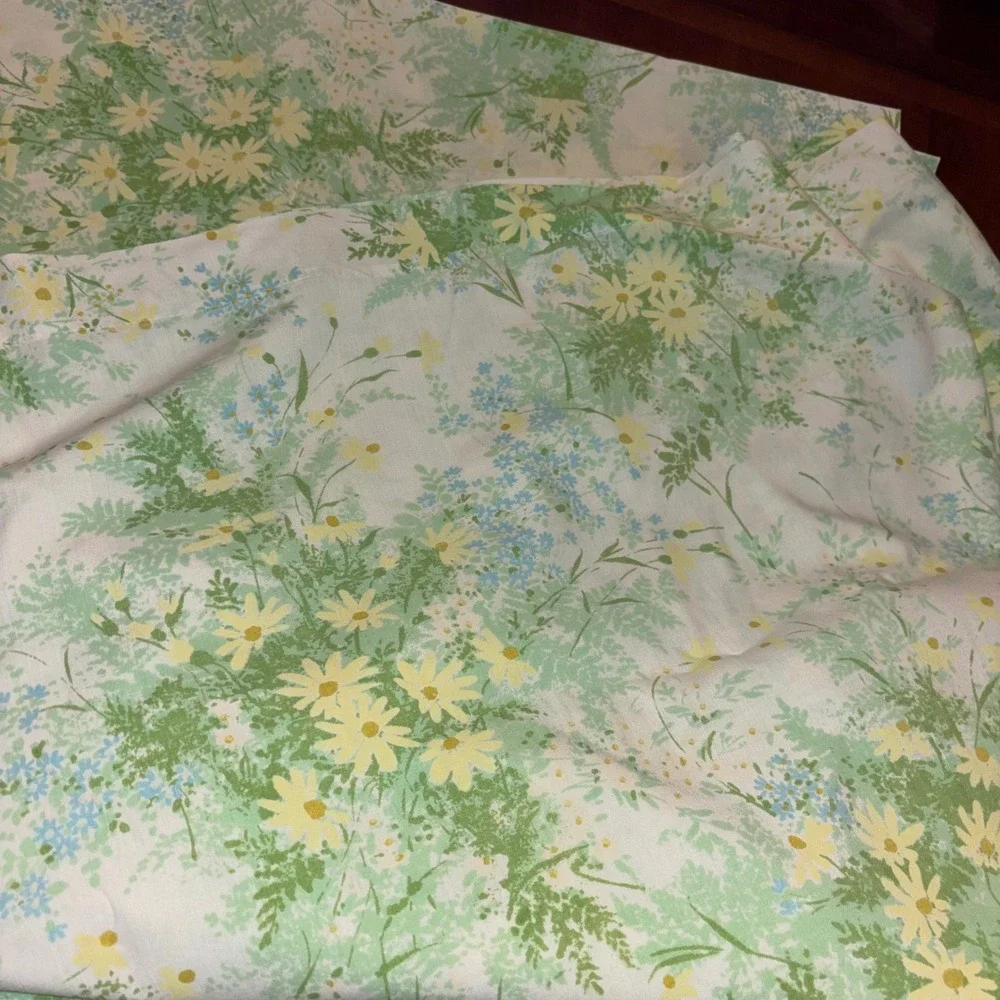 Vintage | Springmaid Wondercale‎ 4 Piece Twin Sheet Set | Green Yellow Daisy
